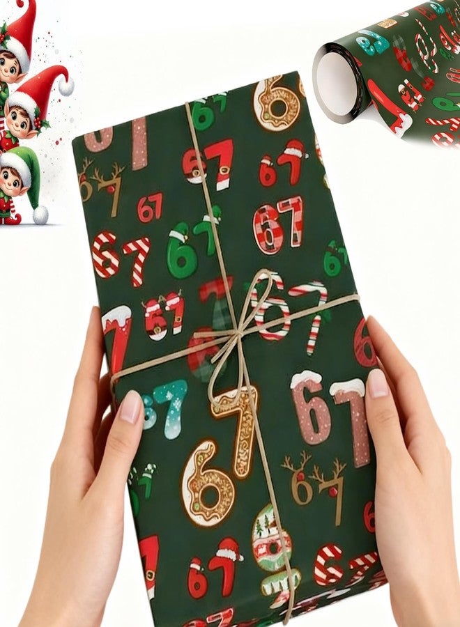 Treayes 67 Christmas Wrapping Paper, 30x36inch 67 Meme Christmas Gift Wrap,2025 Funny 6 7 Holiday Gift Wrap for Xmas,Holiday, Birthday, Year-Round DIY Crafts - Image 1